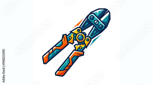 Colorful illustration of pliers tool.