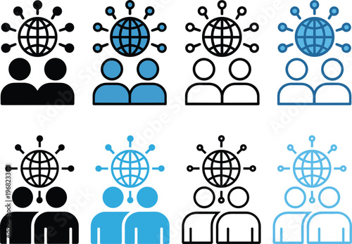 Social Network Icon Sheet Multiple Style Collection Isolated Vector
