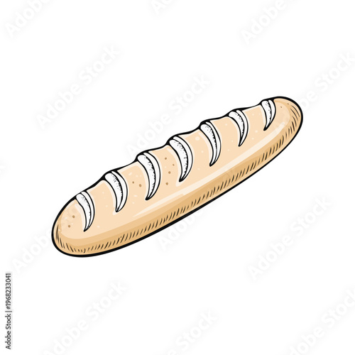 Freshly Baked Long French Baguette Bread with Crispy Golden Crust and Scoring Marks