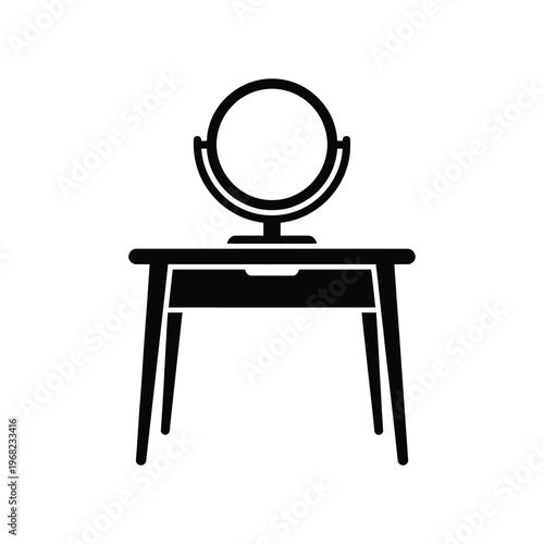 Black and white of vanity table with mirror makeup table dressing table