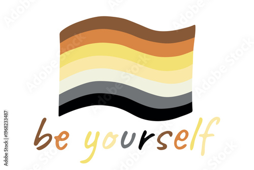 Colorful Bear brotherhood pride flag Happy pride day LGBTQ community Pride Month Vector hand drawn doodle for posters, stickers, logo, cards