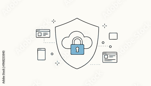 Cloud Security Lock Icon Shield.