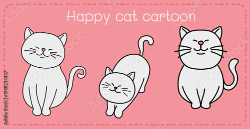 Happy cat cartoon kitten illustration pastel background playful pet drawing