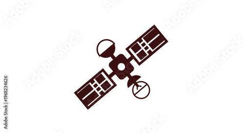 Brown Satellite Illustration on White Background for Communication.
