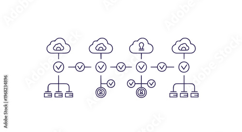 Cloud Computing Network Diagram with Data Storage and Security.