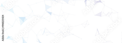 Cyan and blue plexus network with interconnected dots and geometric triangular mesh lines on a clean white background for digital connectivity