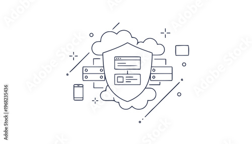 Cloud security shield icon design.