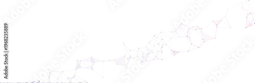 Fotografie Diagonal ascending plexus network of interconnected blue and magenta dots and th