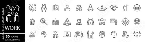 People crowd, person group, human resources, team work icons pack.  Office worker and employees group, staff people.