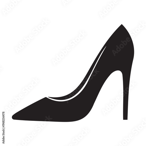 A black high-heeled shoe silhouette Vector