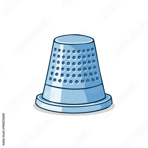 Light Blue Thimble With Perforations Sewing Tool Protective Finger Guard