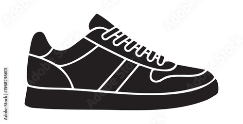 A black and white drawing of a sneaker Vector