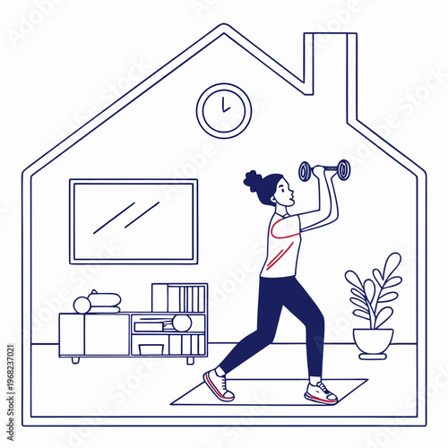 Fitness Workout Home Lifestyle Flat Illustration