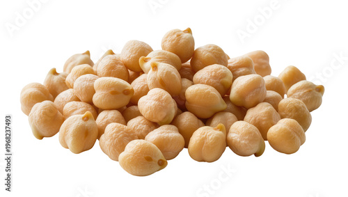 Schilderij op canvas Pile of dried chickpeas light tan color textured surface, and natural form isola