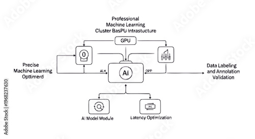 AI System Diagram Illustrating Machine Learning and Data Processing.