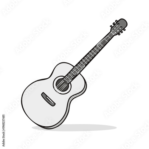 Acoustic Guitar Illustration with a Simple Hand-Drawn Style for Music and Entertainment Concepts