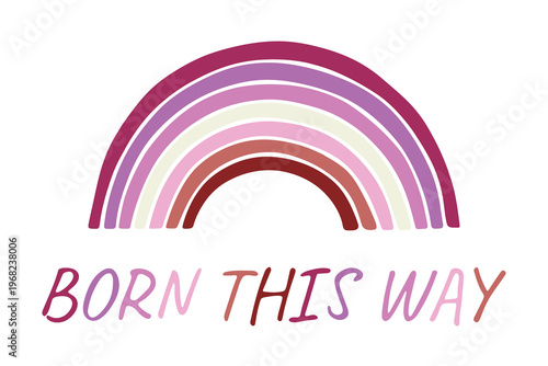 Colorful rainbow shape Lesbian pride flag Happy pride day LGBTQIA community Pride Month Vector hand drawn doodle for posters, stickers, logo, cards