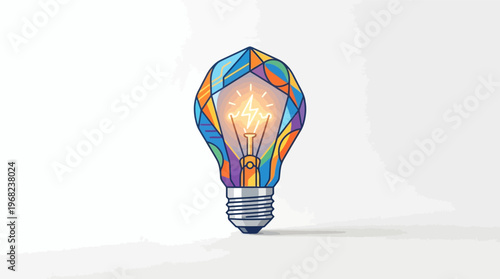 Colorful Light Bulb With Bright Idea.