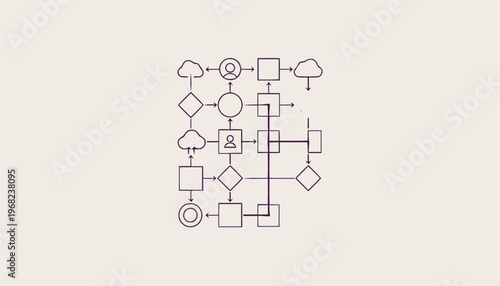 Complex Flowchart Diagram Depicting Data Processing and Information Systems.