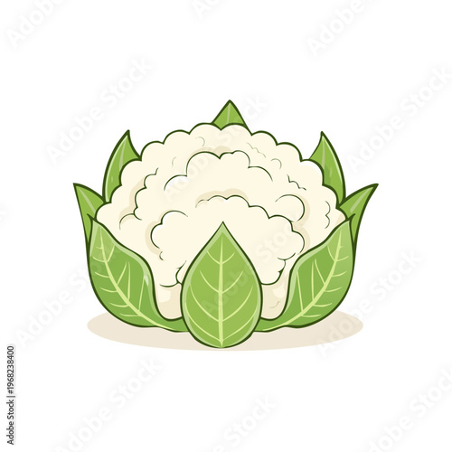 Fresh Cauliflower Vegetable Illustration Healthy Food Cartoon