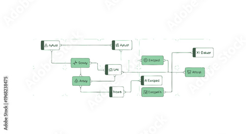 Complex Flowchart Depicting Data and Process Relationships in a Diagram.