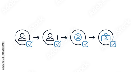 Business Process Icons - Illustrating Steps of User Account Creation.
