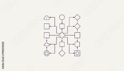 Complex Flowchart Diagram Depicting Processes and Decision-Making.
