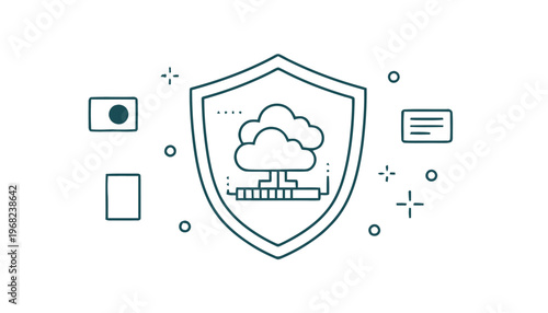Cloud Security Shield Icon for Data Protection and Cyber Safety.