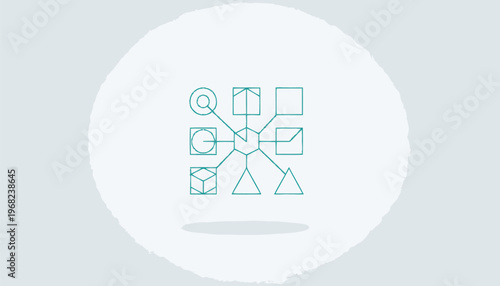 Abstract Network of Shapes and Lines Representing Connectivity and Structure.