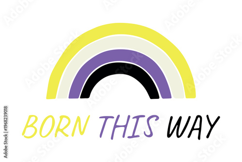 Colorful rainbow shape Non-binary pride flag Happy pride day LGBTQIA community Pride Month Vector hand drawn doodle for posters, stickers, logo, cards