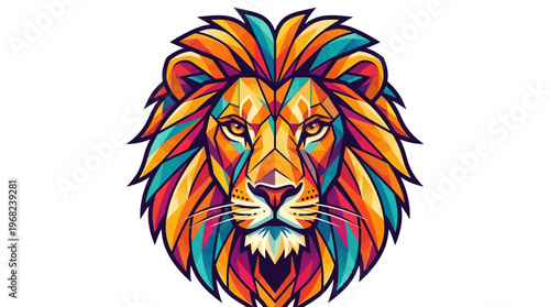 Colorful lion head with mane.