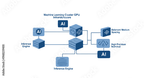 Complex Machine Learning Cluster GPU Infrastructure Diagram with AI Elements.