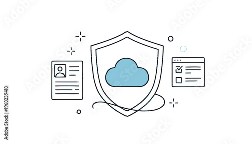 Cloud Security Shield Icon for Data Protection and Privacy.