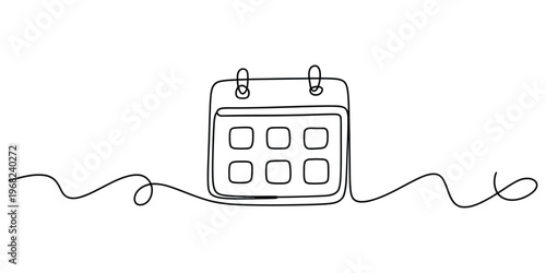Minimalist Continuous Line Drawing of a Calendar