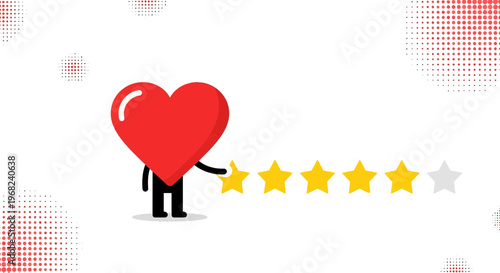 Happy Heart Character Giving 4 Star Rating