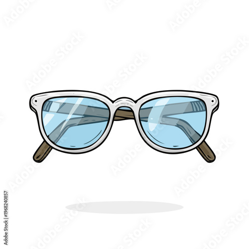 Stylish modern eyeglasses with clear blue lenses and a light frame