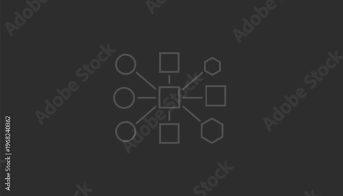 Abstract Geometric Shapes Connected by Lines on Dark Background.