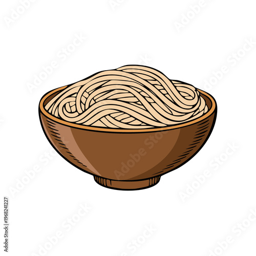 Hand Drawn Bowl of Noodles Simple Illustration Comfort Food