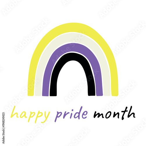 Colorful rainbow shape Non-binary pride flag Happy pride day LGBTQIA community Pride Month Vector hand drawn doodle for posters, stickers, logo, cards