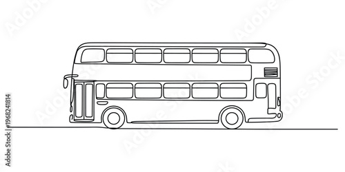 Continuous One Line Drawing of a Double Decker Bus