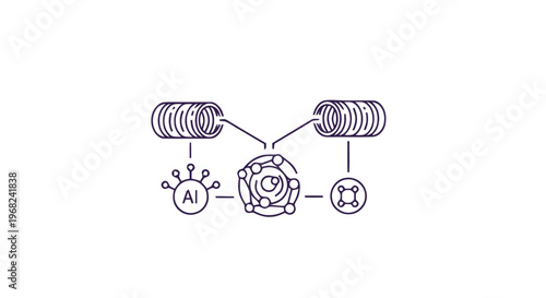 Abstract Representation of AI and Data Processing with Intricate Connections.