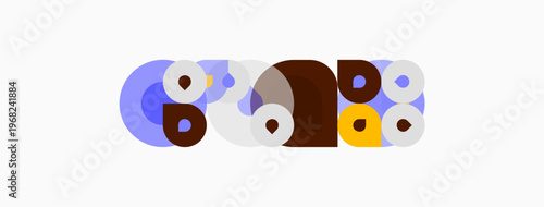 Abstract colorful circles overlap, creating playful geometric composition. Minimalist design with muted tones, modern aesthetic.