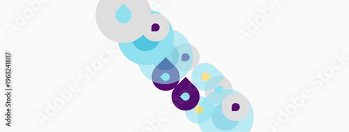 Abstract shapes, circles, purple, light blue hues. Minimalist design, simple composition, clean background. Modern aesthetic.