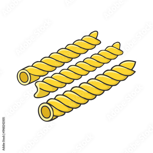 Golden Spiral Fusilli Pasta Twists Ingredient Food Illustration
