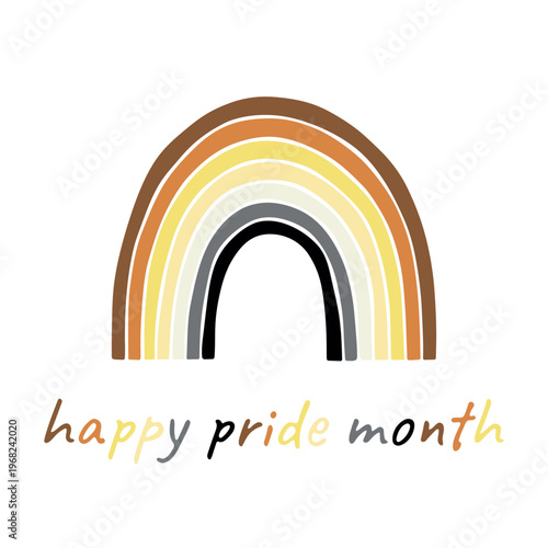 Colorful rainbow shape Bear brotherhood pride flag Happy pride day LGBTQIA community Pride Month Vector hand drawn doodle for posters, stickers, logo, cards