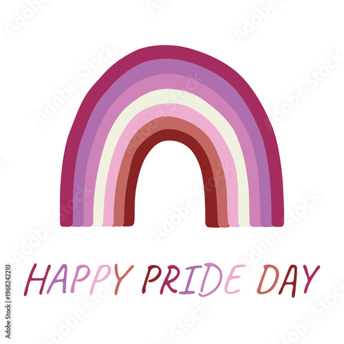 Colorful rainbow shape Lesbian pride flag Happy pride day LGBTQIA community Pride Month Vector hand drawn doodle for posters, stickers, logo, cards