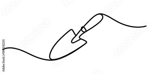 Continuous One Line Drawing of a Garden Trowel