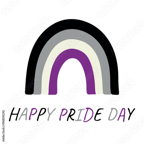 Colorful rainbow shape Asexual pride flag Happy pride day LGBTQIA community Pride Month Vector hand drawn doodle for posters, stickers, logo, cards