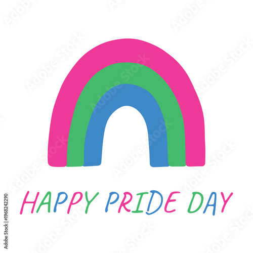 Colorful rainbow shape Polysexual pride flag Happy pride day LGBTQIA community Pride Month Vector hand drawn doodle for posters, stickers, logo, cards