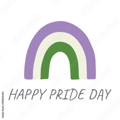 Colorful rainbow shape Genderqueer pride flag Happy pride day LGBTQIA community Pride Month Vector hand drawn doodle for posters, stickers, logo, cards